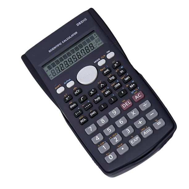 Calculadora científica con pantalla de dos líneas, cálculo de fracciones, apagado automático, calculadora de funciones de 12 bits para estudiantes, color azul oscuro (casi negro)