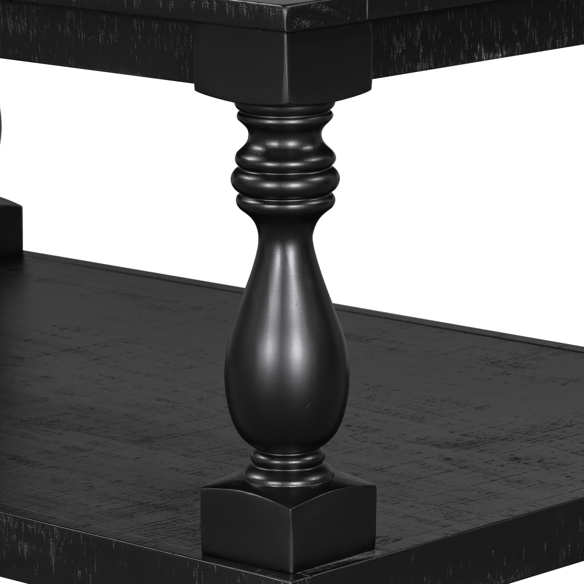 Euroco Vintage Coffee Table with Vase Column Legs, Pine Veneer Top and Solid Rubberwood Frame – Retro Living Room Center Table, Easy Assembly