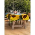 thumbnail image 3 of Outdoor Tablecloth with Umbrella Hole for Patio/Picnic/Party/Camping, Spring Sunflowers Waterproof Table Cloth Rectangle Table Cover Washable, Yellow Floral Turquoise Farmhouse Wood Grain (60"x 84"), 3 of 8