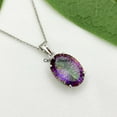 thumbnail image 4 of Pure 925 Sterling Silver Necklace For Women, Genuine Prong Mystic Topaz Faceted Oval Gemstone Amazing Handcrafted Necklace For Her, 4 of 5