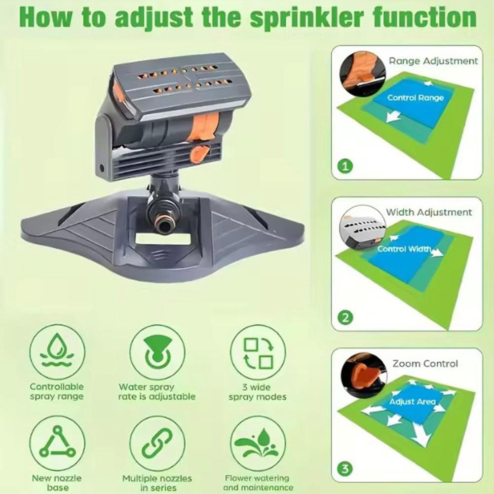 Upgraded Adjustable Oscillating Sprinkler, 16 Mini Turbines, Adjustable Sprinkler for Lawns Yards and Gardens High Strength Triangular Support Compatible for Garden Irrigation