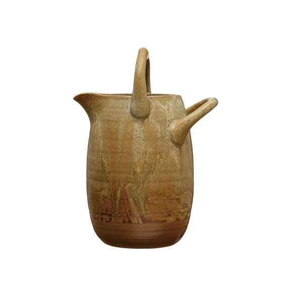 Creative Co-Op Stoneware Watering Pitcher with Handles, Reactive Glaze