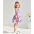 thumbnail image 4 of 4T Baby Girls Dress 5T Girls Sleeveless Dress Flower Print Toddler Girls Summer Halter Floral Dress Purple, 4 of 9