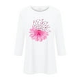 thumbnail image 2 of NAMTYQX Fall Tops for Women 2025 Casual Loose Cool Breast Cancer Ribbon Print White Size XL, 2 of 4