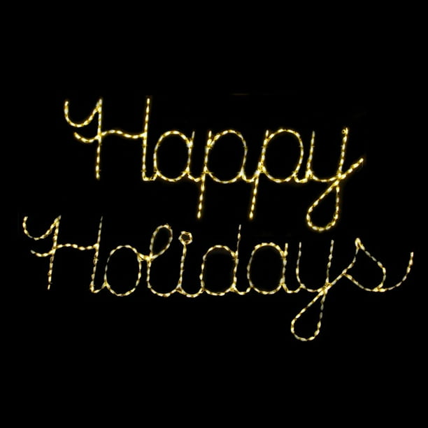 32 in. Outdoor LED Happy Holidays Sign Lighted Display - 335 Bulbs