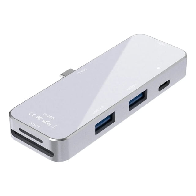 Adaptador HUB USB-C 6 En 1 HDMI Usb Tarjeta Sd Para Macbook Plata.