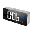 thumbnail image 1 of Reloj despertador digital, reloj despertador LED con función de repetición-Plata (inglés), 1 of 5