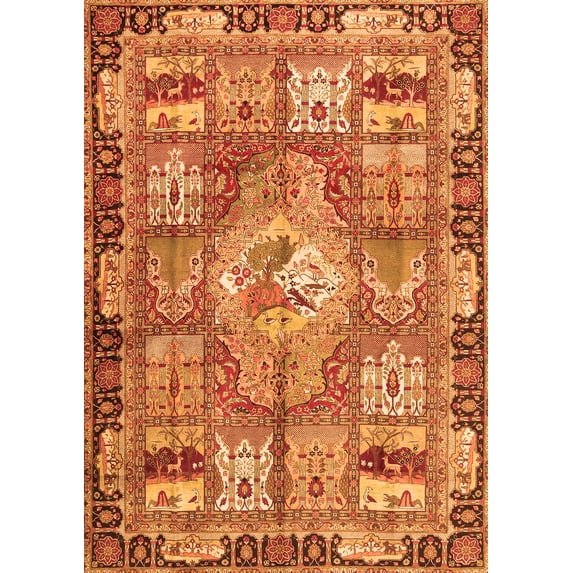 Ahgly Company Indoor Rectangle Medallion Orange Traditional Area Rugs, 6' x 9'