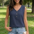 thumbnail image 6 of Xdegoge Womens Checkered Henley Tank Tops Sleeveless V Neck Shirt Partial Button Down Blouse Summer Casual Vest Classic Gingham Pattern Lightweight Fashion Tee Apparel, 6 of 7