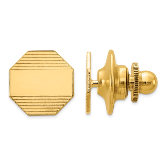 14k Yellow Gold Mens Octagonal Tie Tac Lapel Pin Bar For Dad Mens For Him
