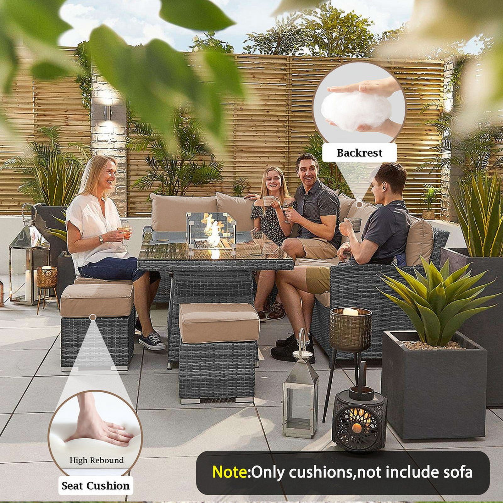 Outdoor Cushions for Patio Furniture Replacement, 4" Foam High-Density, 14-Piece Water-Resistant Outdoor Cushion for 6-Seat Sectional Patio Conversation Sets（Beige）