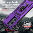 thumbnail image 5 of for Motorola Edge 2024 Case with Slide Camera Cover HD Screen Protector [Military Grade Drop Tested] Magnetic Ring Holder Kickstand Protective Phone Case for Motorola Moto Edge 2024, Purple, 5 of 17