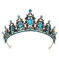 thumbnail image 1 of Tiara de corona de diamantes de imitación Unique Bargains Tono dorado oscuro azul oscuro, 1 of 7