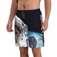 thumbnail image 2 of Kdxio Cat Astronaut Pattern Mens Casual Shorts - Drawstring Summer Beach Sports Shorts for Men, 2 of 9