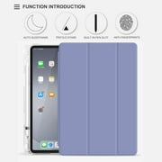 Mazepoly Case iPad Air 4 2020 10.9 Inch 4th Generation Case, Ultra Slim Trifold Stand Auto Sleep/Wake Soft TPU Shockproof Case with Pencil Holder, Purple