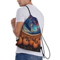 thumbnail image 3 of Drawstring Backpack Sports Gym Bag for Women Men, Vibrant Skies Pumpkin Harvest Water Resistant Drawstring Bags for Sports, Gym, Travel, Swimming, Beach, 3 of 8