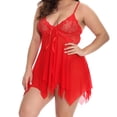 thumbnail image 4 of zuwimk Women Lingerie V Neck Nightwear Satin Sleepwear Lace Chemise Mini Teddy Z-Red,L, 4 of 5
