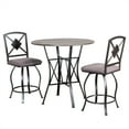 thumbnail image 1 of Ensemble de Table de Pub Ronde 36 Po en Métal Gris avec Bois et 2 Tabourets Pivotants, 1 of 7