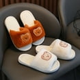 thumbnail image 4 of UngA Boys Girls Fuzzy House Slippers Cute Comfy Faux Fur Slip On Fluffy Plush Open Toe Home Slides for Kids Indoor Outdoor Warm Shoes Brown,13(Toddler/Little Kid/Big Kid), 4 of 4