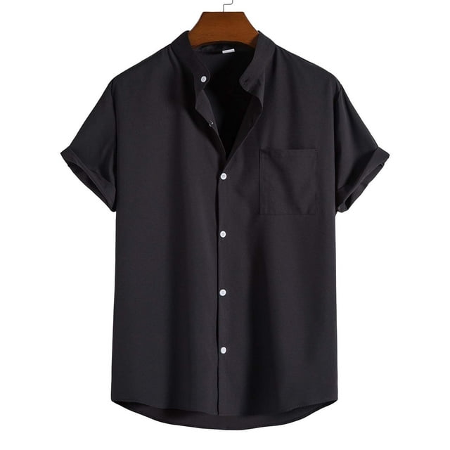 DPTALR Chemise Décontractée à Manches Courtes pour Hommes, Col Montant