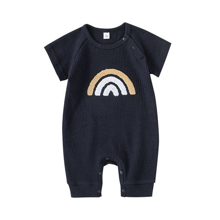 

WIBACKER Newborn Baby Boy Rainbow Short Sleeve Romper One Piece Jumpsuits Summer Clothes