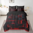 thumbnail image 2 of Feelyou Square Abstract Child Twin Bedding Sets 7pcs, Red Rectangle Bedding Comforter Set, 2 of 8