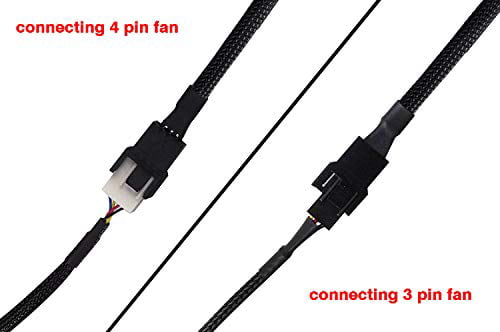 4 Pack Fan Splitter Cable PWM Y Computer PC Power Black Sleeved 1 To 2 "