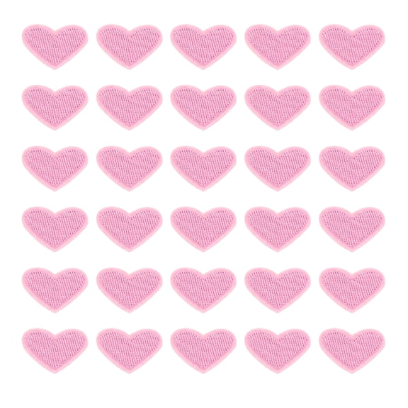 Uxcell 30 Pack Heart Iron on Patches, Embroidered Sew on Applique Patches, Pink