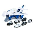 thumbnail image 4 of Airplane Toy with Construction Toy Cars Set, Transport Cargo Airplane with Lights and Sounds, 6 Mini Car Toys & 11 Road Signs, Toy Airplane for Kids, Blue, 4 of 7