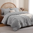 thumbnail image 2 of Sheet&Joy Comforter Full Size Set with Sheets Light Grey - 7 Pieces Bed in a Bag Full Chevron Tufted Complete Bedding Sets with Comforter, Sheets, Pillowcases & Shams, 2 of 7