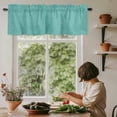 thumbnail image 6 of Vintage Teal Green Rod Pocket Curtain Valance, Farmhouse Retro Solid Color Linen Texture Farmhouse Window Valance for Living Room, Bedroom, Kitchen 54"W x 18"L, 6 of 9