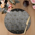 thumbnail image 3 of Ombre Gray Geometric Round 13 Inch Placemats Set of 2, Modern Abstract Art HeatResistant Non Slip Place Mats for Dining Table, Wipeable Braided Kitchen Table Mats for Housewarming, 3 of 9