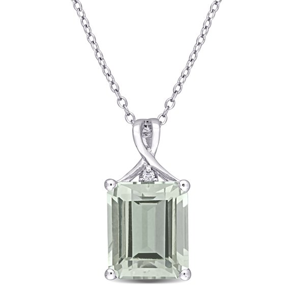 Everly Women's 5 3/8ct TGW Green Quartz and White Topaz Sterling Silver Solitaire Pendant with Chain
