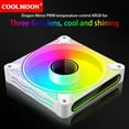 thumbnail image 1 of Admirador COOLMOON DM1 5V 3PIN ARGB 12V 4PIN PWM Luminous PC Case Fan (Blanco Positivo, 1 of 9