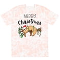thumbnail image 3 of Inktastic Merry Christmas Cute Sloth with Santa Hat and Lights T-Shirt, 3 of 5