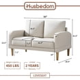 thumbnail image 7 of Husbedom 50" Small Modern Loveseat Sofa, Mid-Century Upholstered Loveseat 2-Seater Button Tufted Sofa with 2 Removable Backs for Small Spaces, Living Room and Bedroom, Beige, 7 of 7