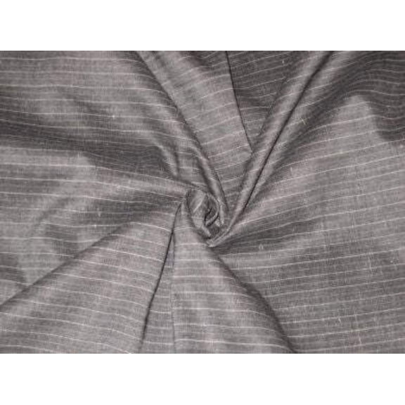 Superb Quality Linen Club Dark blackish grey with white/grey horizontal stripes Fabric ~ 58quot; wide