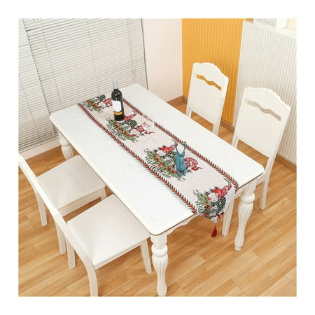 

Christmas Knitted Table Runner Cartoon Xmas Figure Decorative Placemats for Party Tableware Accessories Style 3 1.8M