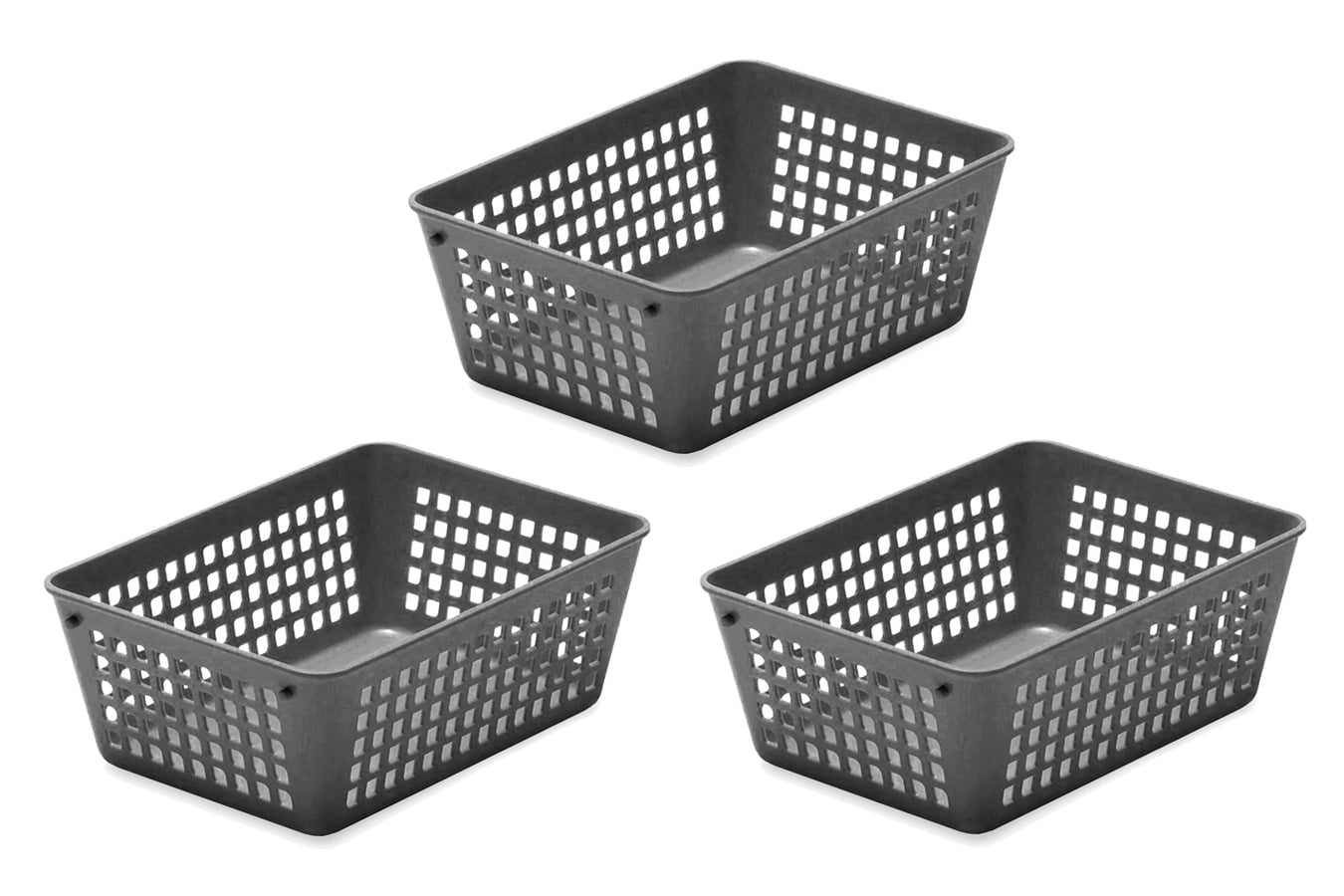 YBM Home 3Pack Plastic Storage Baskets for Office Drawer, Classroom