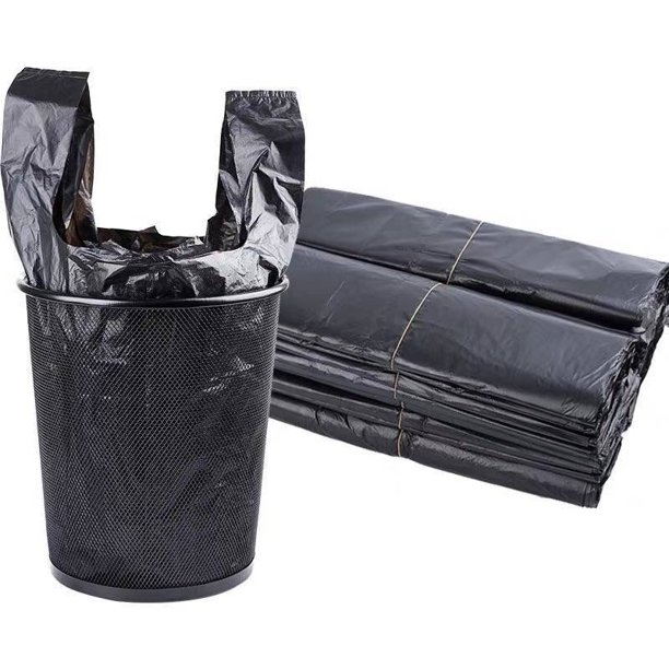 50PCS Bolsas de basura negras pequeñas Espesar el valor de las bolsas de basura del baño Bolsas de basura pequeñas con asas para la cocina Baño Oficina Cesto de basura