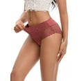 thumbnail image 4 of INSPIRE CHIC Women's Underpants Floral Lace Mid Rise Breathable Soft Underwear S Coffee, 4 of 4