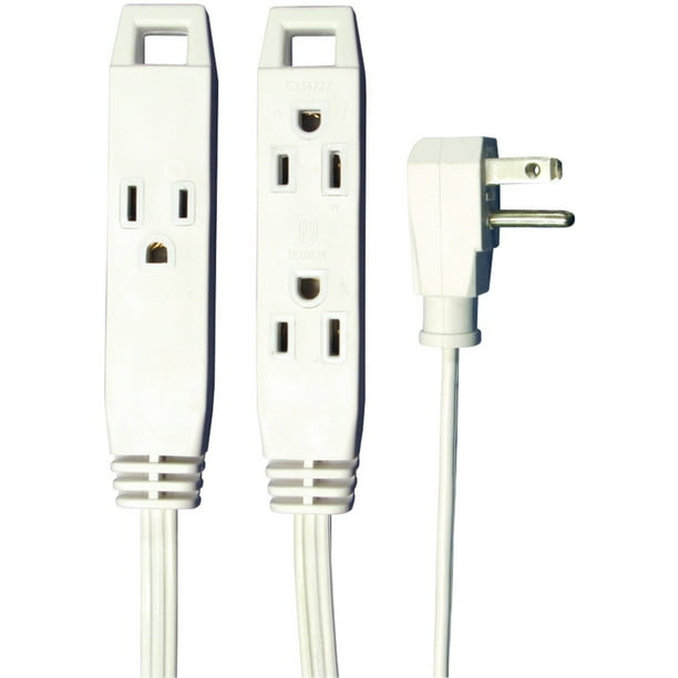 Axis 3outlet Indoor Extension Cord, 8ft (white) 4 Pack