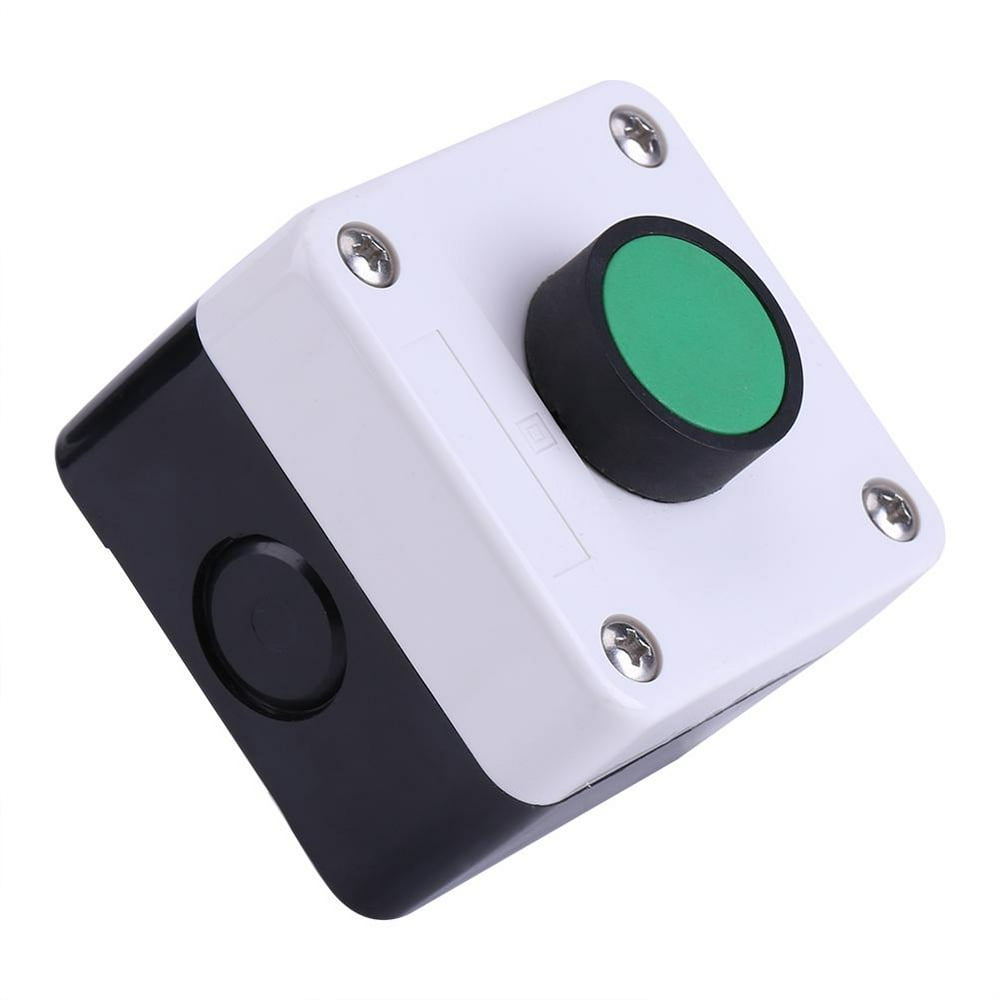 Kritne Push Button Switch, Weatherproof Green Push Button Switch One Button Control Box for Gate
