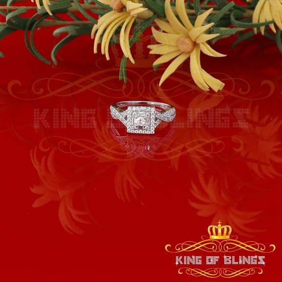 King of Bling's 1.00ct Cubic Zirconia 925 Sterling White Silver Square Womens Ring Size 5.5