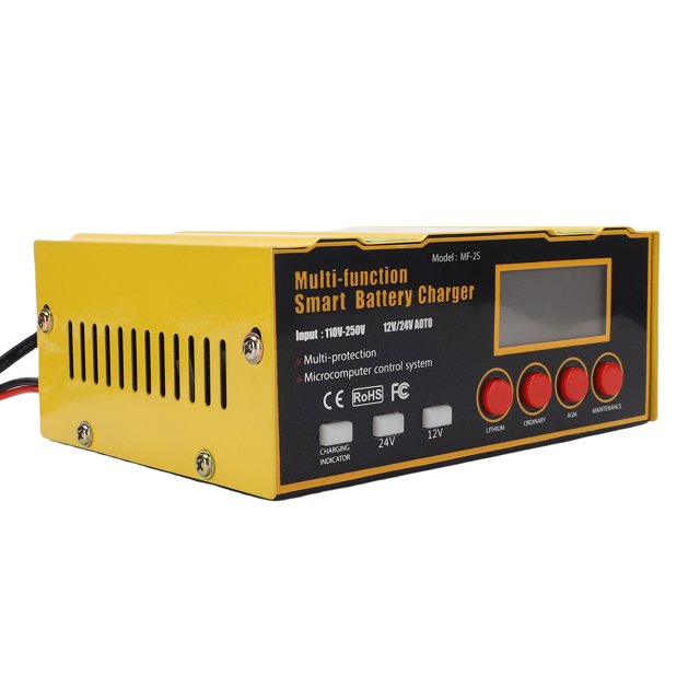 Smart Battery Charger, 220W Metal Car Battery Charger, Automatic SLA GEL WET Charger with LED Display, Over Temperature Protection for AGM, Deep Cycle, Lawn Mower, RV, Winter