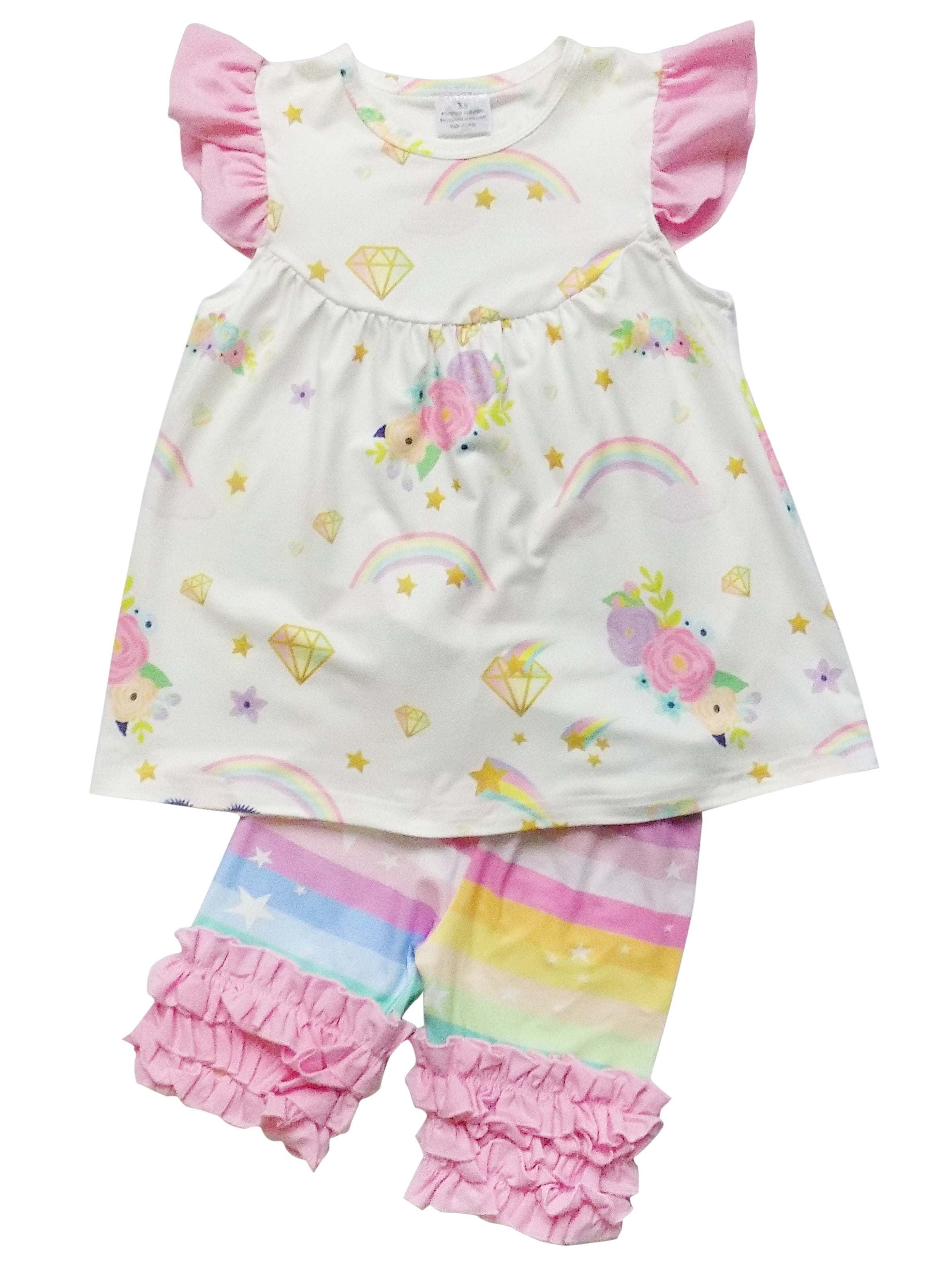 So Sydney Girls or Toddler Deluxe Novelty Ruffle Summer Boutique Shorts Outfit