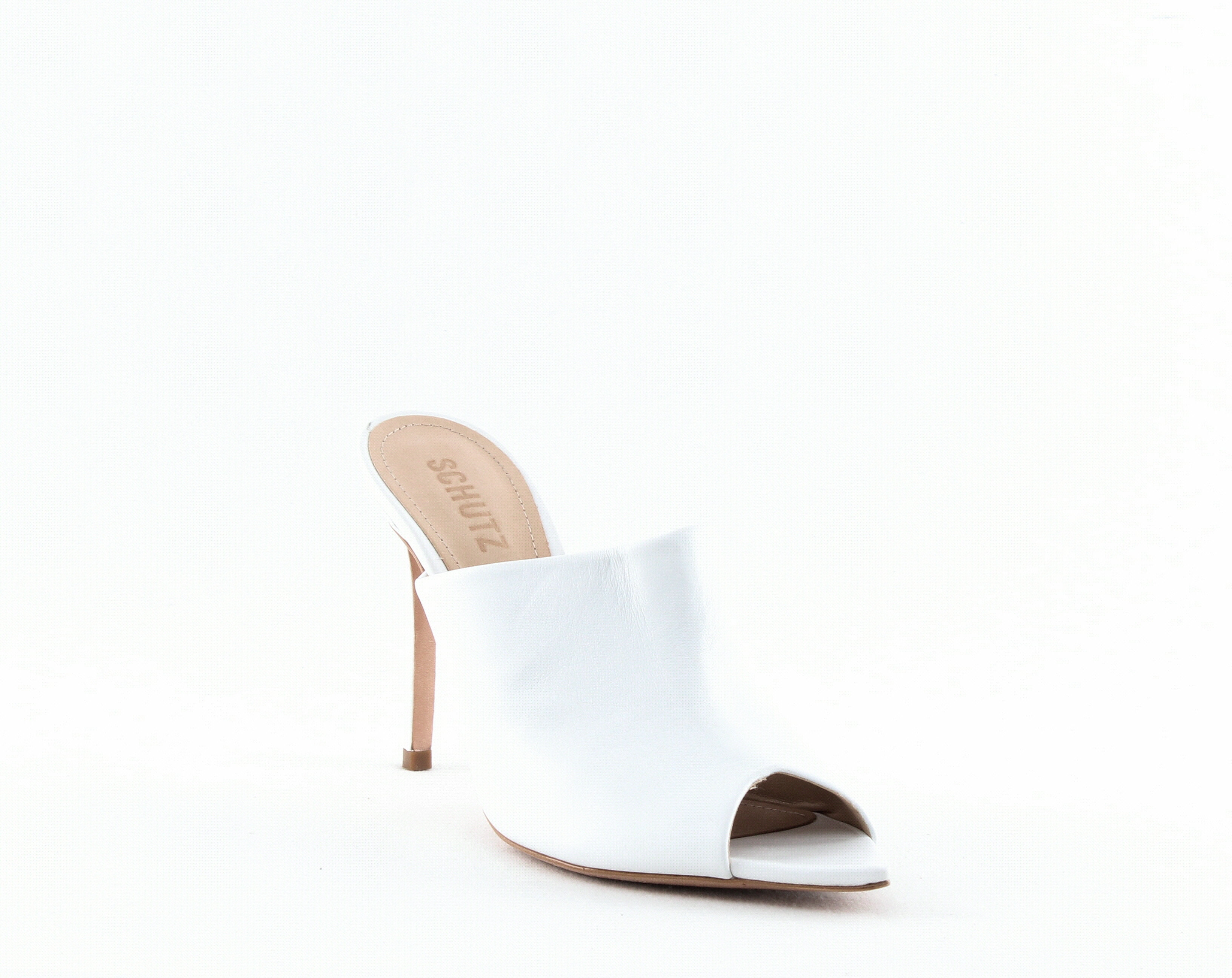 white open toe mules