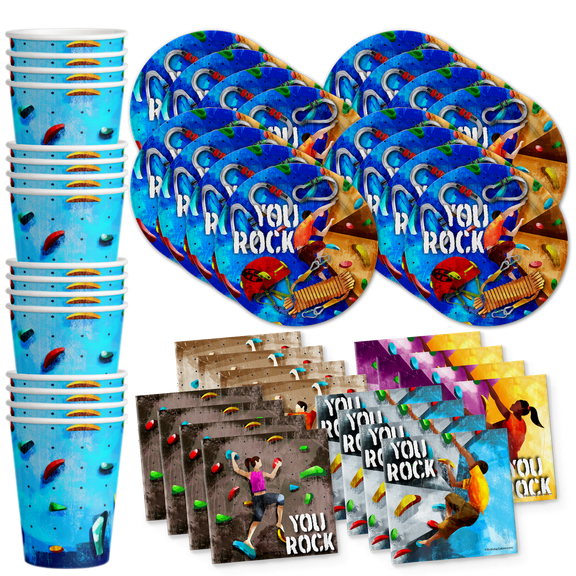 Rock Climbing Party Supplies Set Plates Napkins Cups Tableware Kit for 16