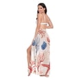 thumbnail image 3 of FORMRS Womens Long Sarong Beach Wrap Semi-Sheer Bikini Skirt Bathing Swimsuit Cover Up, Blue Starfish, 3 of 7