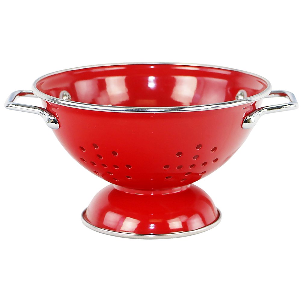 Reston Lloyd Powder Coated Enamel on Steel Colander, 1 Quart, Red